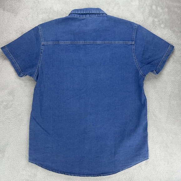 BoohooMAN Denim Shirt Short Sleeve Button Up Casual Top New L - Picture 2 of 10